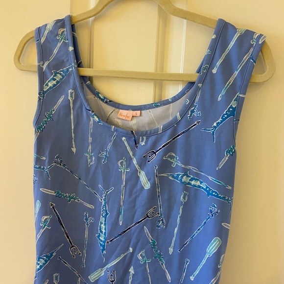 Persifor White and Blue Nautical Fish Print Bodycon Fitting Dress Size Small - Picture 5 of 6